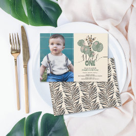 ワイルドワンカワイトフォトサファリキリン誕生日パーティー 招待状