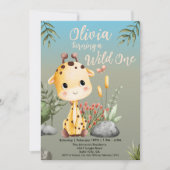 ワイルドワンカワイトラフサファリアニマルズ1st誕生日 招待状 (正面)