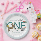 ワイルドワンカワイブルウッドランド動物1歳 ペーパープレート (パーティー)