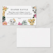 ワイルドワンガールジャングル赤ちゃんシャワーおむつラッフル エンクロージャーカード (正面/裏面)