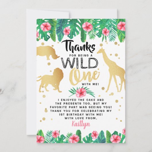 ワイルドワンガールズファースト誕生日サンキューカード サンキューカード (正面)