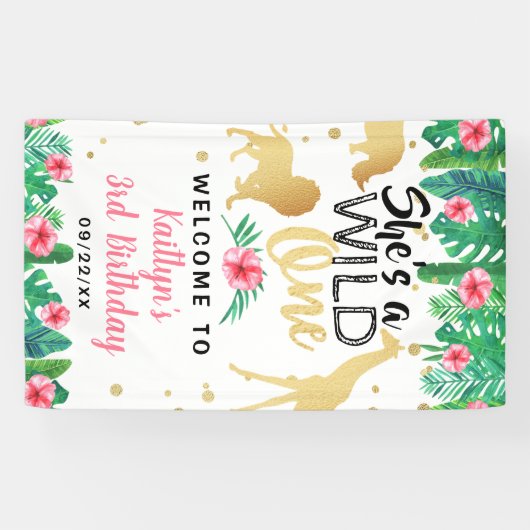 ワイルドワンガールズファースト誕生日パーティーへようこそ 横断幕 (横)