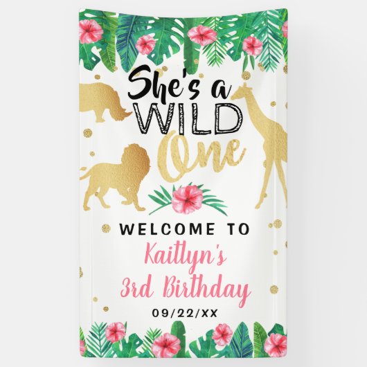 ワイルドワンガールズファースト誕生日パーティーへようこそ 横断幕 (縦)