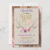 ワイルドワンガールズ〔雄ジカの〕枝角フラワーバースデーパーティー 招待状 (正面)
