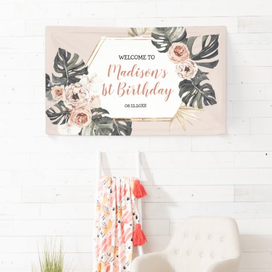 ワイルドワンガールヒョウ印刷誕生日ラージバナー 横断幕 (インサイチュ)