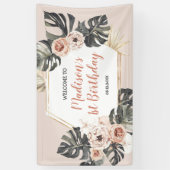 ワイルドワンガールヒョウ印刷誕生日ラージバナー 横断幕 (縦)