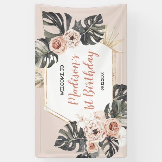 ワイルドワンガールヒョウ印刷誕生日ラージバナー 横断幕 (縦)