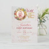 ワイルドワンガールフォトインバラリースファースト誕生日 招待状 (スタンド正面)