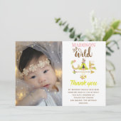 ワイルドワンガール誕生日サンキュー金ゴールドグリッター サンキューカード (スタンド正面)