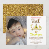 ワイルドワンガール誕生日サンキュー金ゴールドグリッター サンキューカード (正面/裏面)