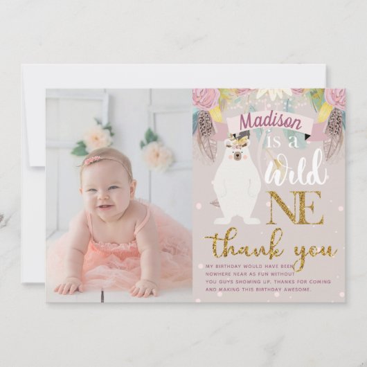 ワイルドワンガール誕生日サンキュー サンキューカード (正面)