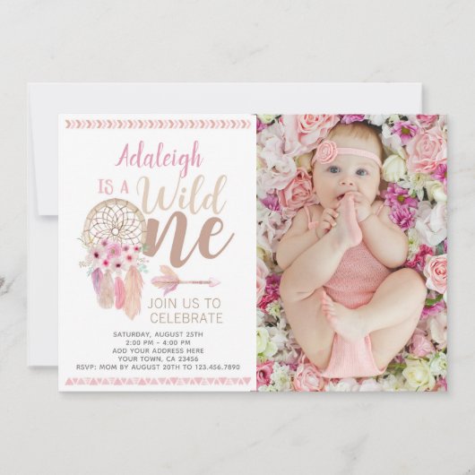 ワイルドワンガール誕生日招待状と写真 招待状 (正面)