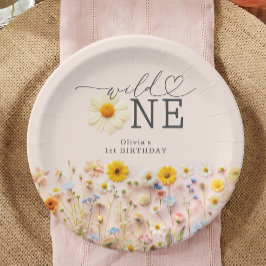 ワイルドワンガール1stバースデーワイルドフラワー ペーパープレート