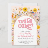 ワイルドワンガール1stバースデーワイルドフラワー 招待状 (正面)