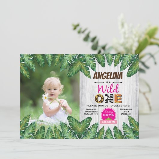 ワイルドワンガール1st誕生日パーティー写真の招待 招待状 (スタンド正面)