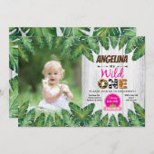 ワイルドワンガール1st誕生日パーティー写真の招待 招待状 (正面/裏面)