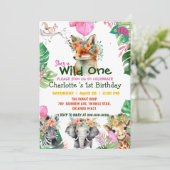 ワイルドワンキツネサファリジャングル第1動物誕生日 招待状 (スタンド正面)