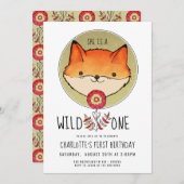 ワイルドワンキツネファースト誕生日 招待状 (正面/裏面)