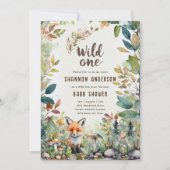 ワイルドワンキツネベビーウッドランド素朴動物 招待状 (正面)