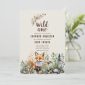 ワイルドワンキツネベビーウッドランド素朴動物 招待状 (スタンド正面)