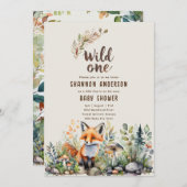 ワイルドワンキツネベビーウッドランド素朴動物 招待状 (正面/裏面)