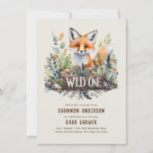 ワイルドワンキツネベビーウッドランド素朴動物 招待状 (正面)