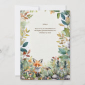 ワイルドワンキツネベビーウッドランド素朴動物 招待状 (裏面)