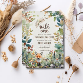 ワイルドワンキツネベビーウッドランド素朴動物 招待状