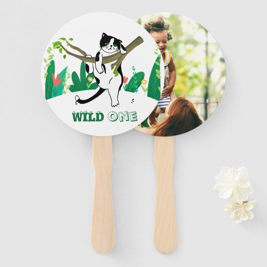 ワイルドワンキティキャットキットン誕生日招待状 ハンドファン (正面&裏面)