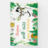 ワイルドワンキティキャットキットン誕生日招待状 横断幕 (縦)