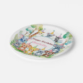 ワイルドワンキュートなジャングル動物の子どもの誕生日 ペーパープレート (アングル)