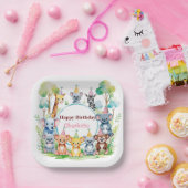 ワイルドワンキュートなジャングル動物の子どもの誕生日 ペーパープレート (パーティー)