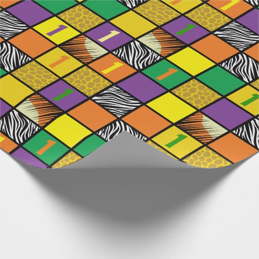 ワイルドワンキュートサファリ1st誕生日パーティーテーマ ラッピングペーパー (角)