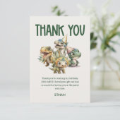 ワイルドワンキュート恐竜の最初の誕生日パーティー サンキューカード (スタンド正面)