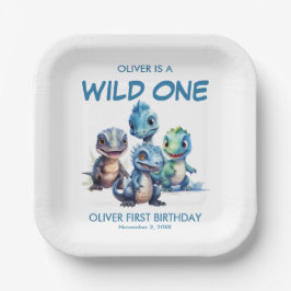 ワイルドワンキュート恐竜の最初の誕生日パーティー ペーパープレート