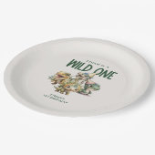 ワイルドワンキュート恐竜の最初の誕生日パーティー ペーパープレート (アングル)