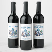 ワイルドワンキュート恐竜の最初の誕生日パーティー ワインラベル (ボトル)