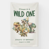 ワイルドワンキュート恐竜の最初の誕生日パーティー 横断幕 (縦)