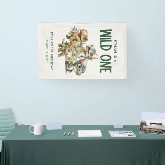 ワイルドワンキュート恐竜の最初の誕生日パーティー 横断幕 (トレードショー)