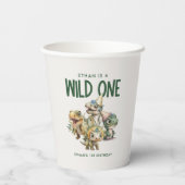 ワイルドワンキュート恐竜の最初の誕生日パーティー 紙コップ (裏面)