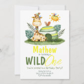 ワイルドワンキラフェサファリ誕生日招待状 招待状 (正面)