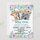 ワイルドワンキラフゼブラジャングル第1動物誕生日 招待状 (正面)