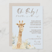 ワイルドワンキリンフローラパステルブルーボーイベビーInvit 招待状 (正面/裏面)