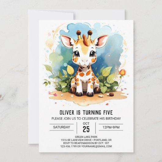 ワイルドワンキリン誕生日招待 招待状 (正面)