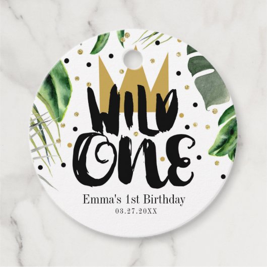 ワイルドワンキングオブシチュエーションクラウン1st誕生日パーティー フェイバータグ (正面)