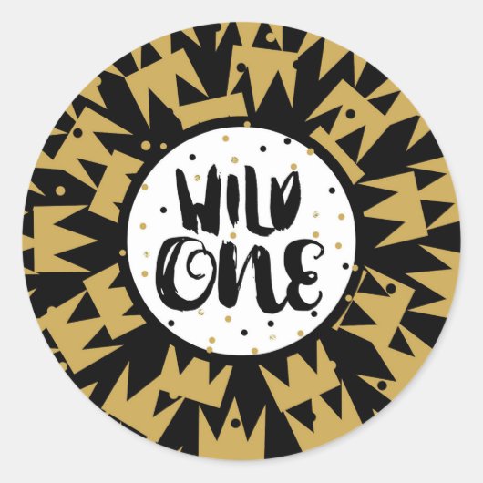 ワイルドワンキングオブシチュエーションクラウン1st誕生日パーティー ラウンドシール (正面)