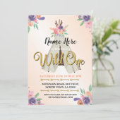 ワイルドワングリッターガールズ1歳誕生日ワン招待状 招待状 (スタンド正面)