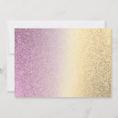 ワイルドワングリッターピンク&金ゴールド恐竜1st誕生日 セーブザデート (裏面)