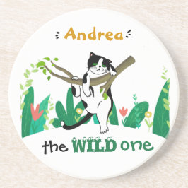 ワイルドワングリーンリーサファリキティキャット子供の誕生日 コースター