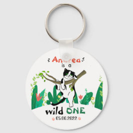 ワイルドワングリーンリーサファリキティ猫1歳の誕生日 キーホルダー